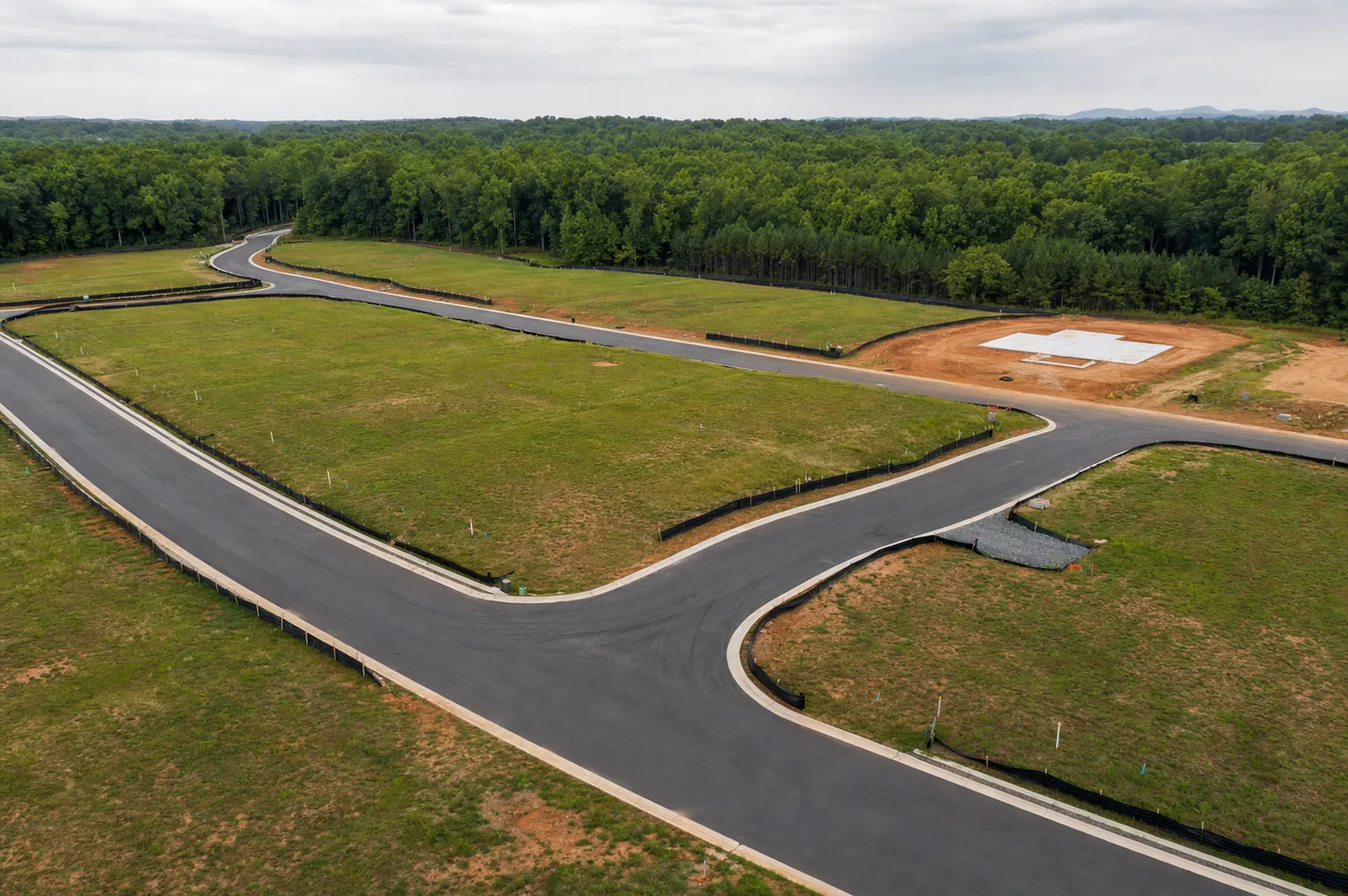 Aerial view of a subdivision under construction